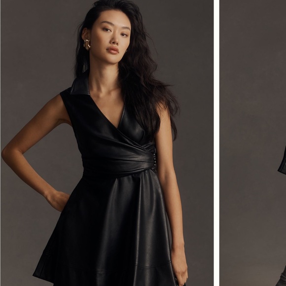 Anthropologie | Dresses | Anthropologie Black Faux Leather Dress | Poshmark